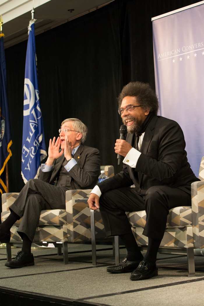 Robert P. George, left, and Cornel West